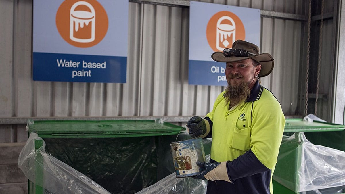 Disposing of material at recycling centre
